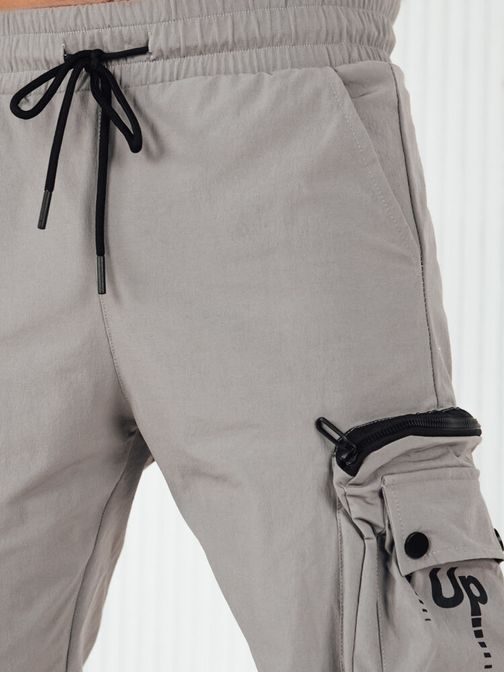 Trendy šedé pánské kapsáčové jogger kalhoty UP