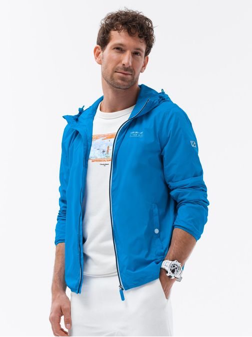 Jedinečná přechodná bunda s kapucí v modré barvě P0110-V2