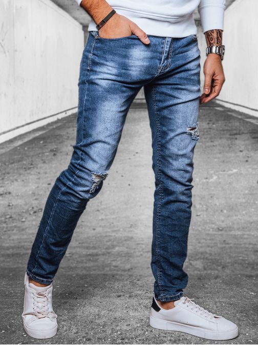 Stylové pánské modré džíny v trendy designu