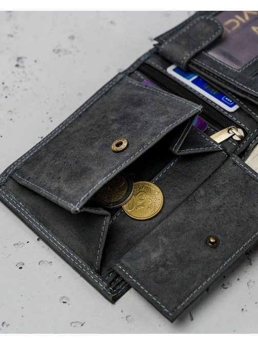Grafitová pánská kožená peněženka