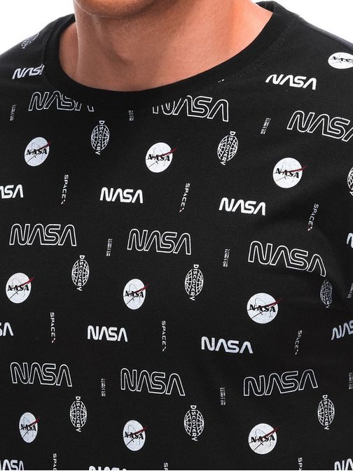 Originální černé tričko s potiskem NASA S1916