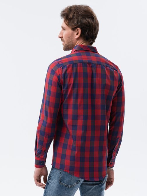 Stylová červeno-granátová kostkovaná košile K282