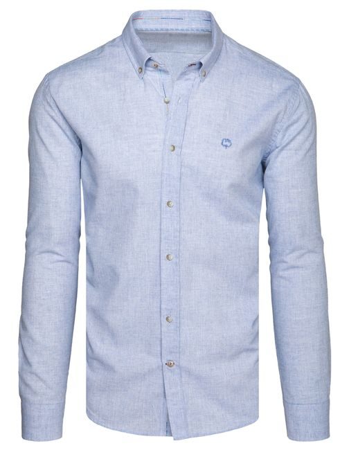 Trendy světle modrá košile s ozdobným prošíváním