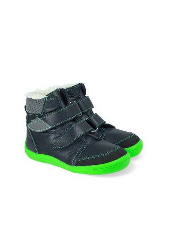 BEDA ZIMNÍ VYŠŠÍ MARCUS Black/Green - užší kotník | Dětské zimní zateplené barefoot boty 4