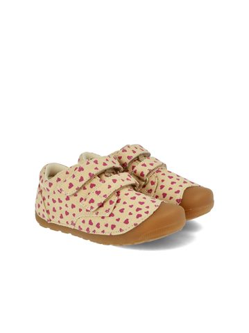 BUNDGAARD PETIT STRAP CANVAS Beige Hearts | Dětské barefoot tenisky