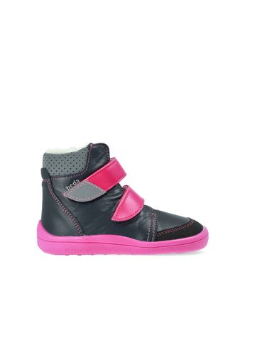BEDA ZIMNÍ VYŠŠÍ EL Black/Pink - užší kotník | Dětské zimní zateplené barefoot boty 1