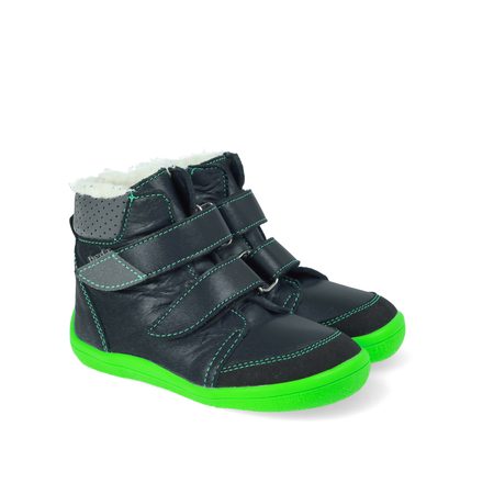 BEDA ZIMNÍ VYŠŠÍ MARCUS Black/Green - užší kotník | Dětské zimní zateplené barefoot boty 4