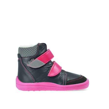 BEDA ZIMNÍ VYŠŠÍ EL Black/Pink - užší kotník | Dětské zimní zateplené barefoot boty 1