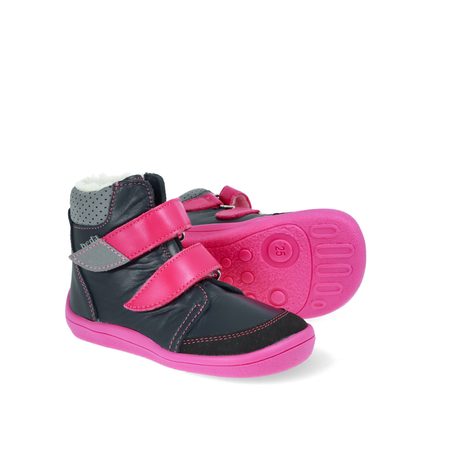 BEDA ZIMNÍ VYŠŠÍ EL Black/Pink - užší kotník | Dětské zimní zateplené barefoot boty 5