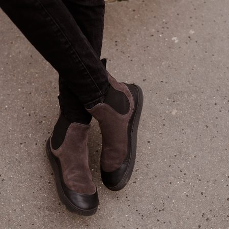 GROUNDIES SIENNA WOMEN Grey Black | Dámské barefoot chelsea boty