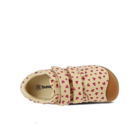 BUNDGAARD PETIT STRAP CANVAS Beige Hearts | Dětské barefoot tenisky