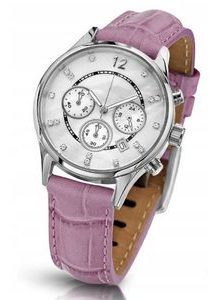 Oslnivé hodinky Geneva Pearl Swarovski stříbrné - pink