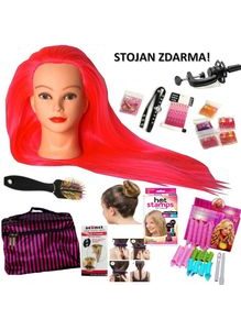XXL Luxusní vánoční sada - Česací hlava s mega příslušenstvím – česací sada se šperky a doplňky do vlasů pro malé i velké - HIT! - stojan ZDARMA!