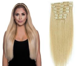 CLIP IN vlasy - 100% Lidské vlasy k prodloužení REMY, přírodní Blond - extra dlouhé 60cm