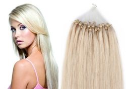 MICRO LOOP/ MICRO RING- 100% Lidské vlasy k prodloužení REMY, platinová Blond 55cm