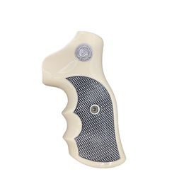 KSD Ruger GP100 gungrips white acrylate with silver logo