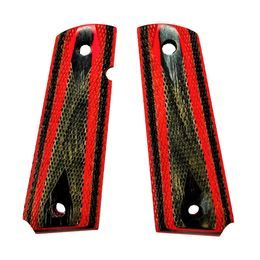 FORM 1911 grips, black and red laminate, diamond checkering