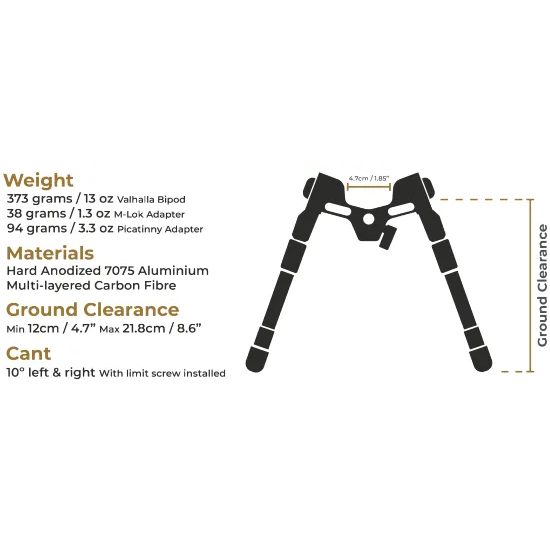 Bipod Spartan Javelin Valhalla 4,7 - 8,6" weaver