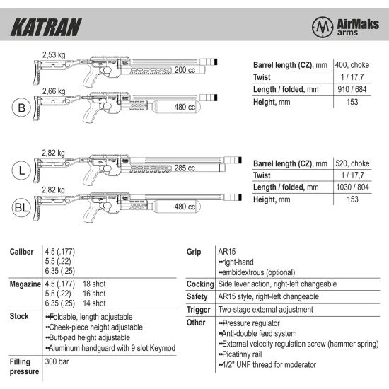 Vzduchovka AirMaks Arms Katran B 6,35mm