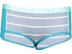 Kalhotky Mons Royale merino SYLVIA BOYLEG PANEL FOLO aqua / bt lead stripe - Kalhotky Mons Royale merino SYLVIA BOYLEG PANEL FOLO aqua / bt lead stripe