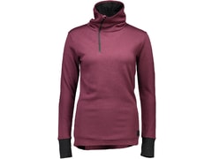 Mikina Mons Royale merino HARLOW 1/4 ZIP burgundy / black birdseye - Mikina Mons Royale merino HARLOW 1/4 ZIP burgundy / black birdseye