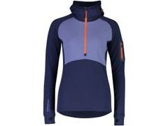 Dámská mikina Mons Royale merino ASCEND MIDI HALF ZIP HOOD blue velvet - Dámská mikina Mons Royale merino ASCEND MIDI HALF ZIP HOOD blue velvet