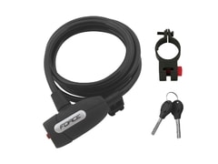 Zámek Force LUX spirálový s držákem 180cm/8mm, černý - Zámek Force LUX spirálový s držákem 180cm/8mm, černý