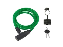 Zámek Force ECO spirálový s držákem 120cm/8mm, zelený - Zámek Force ECO spirálový s držákem 120cm/8mm, zelený