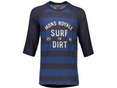 Triko Mons Royale merino REDWOOD 3/4 RAGLAN T SURF ink stripe / 9 iron - Triko Mons Royale merino REDWOOD 3/4 RAGLAN T SURF ink stripe / 9 iron
