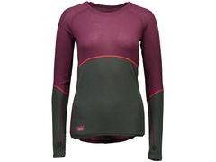 Triko Mons Royale merino BELLA TECH LS GEO burgundy / forest green - Triko Mons Royale merino BELLA TECH LS GEO burgundy / forest green
