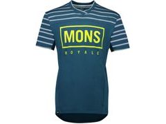 Triko Mons Royale merino REDWOOD ENDURO VT oily blue / latitude stripe - Triko Mons Royale merino REDWOOD ENDURO VT oily blue / latitude stripe
