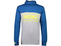 Mikina Mons Royale merino YOTEI POWDER HOOD LS grey marl / oily blue - Mikina Mons Royale merino YOTEI POWDER HOOD LS grey marl / oily blue