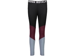 Legíny Mons Royale merino CHRISTY LEGGING PANEL black birdseye / burgundy / lead - Legíny Mons Royale merino CHRISTY LEGGING PANEL black birdseye / burgundy / lead