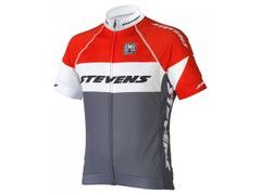 Pánský dres s krátkým rukávem STEVENS EQUIPE, ŠEDO/ČERVE/BÍLÁ - Pánský dres s krátkým rukávem STEVENS EQUIPE, ŠEDO/ČERVE/BÍLÁ
