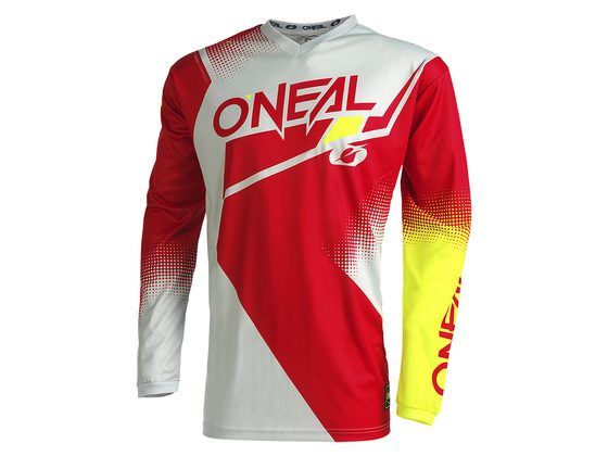 pánský dres dlouhý rukáv O'NEAL ELEMENT RACEWEAR červená/šedá/neonově žlutá