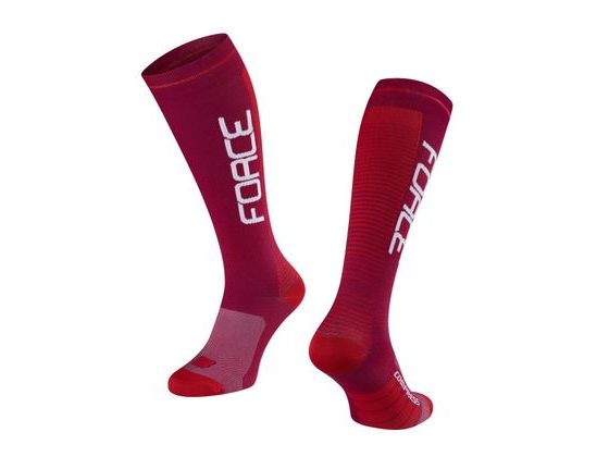 Kompresní ponožky Force COMPRESS, bordó-červené