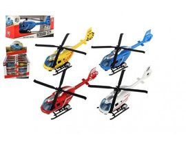 Vrtulník/Helikoptéra záchranných složek kov/plast 13cm na zpětné nat. 3 druhy v krabičce 24ks v boxu