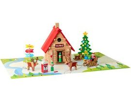 Jeujura Dřevěná stavebnice 90 dílů Vánoční chata