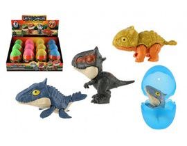 Dinosaurus kousací ve vajíčku plast 10cm 4 barvy 12ks v boxu