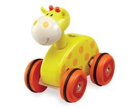 Dřevěné hračky - Tahací žirafa na kolečkách