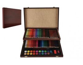 Sada na malování - Art box kreativní sada 91ks v dřevěném kufříku ve fólii 38,5x29,5x5cm