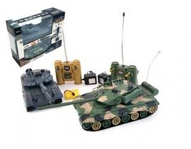 Tank RC 2ks 33cm+dobíjecí pack tanková bitva se zvukem se světlem v krabici 42x32x14cm