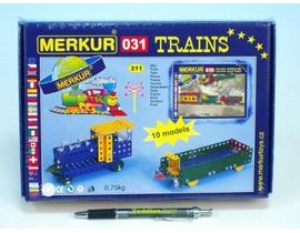 Stavebnice Merkur 031 Železniční modely 10 modelů 211ks v krabici