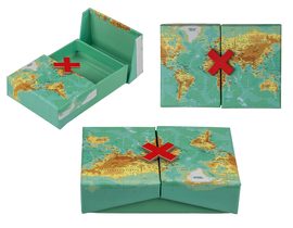 Modrá krabička s překvapením, mapa světa,