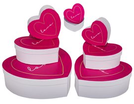 Bílá/růžová dárková krabička ve tvaru srdce, Love,