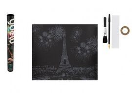 Škrabací obrázek barevný Eiffelova věž 75x52cm v tubě 6x54cm