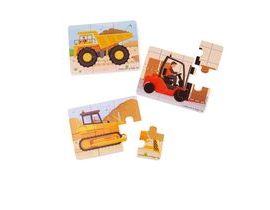 Bigjigs Toys puzzle 3v1 stavební stroje