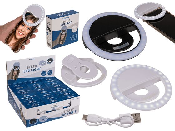 Selfie LED kroužek s 28 LED diodami, s připojením USB,