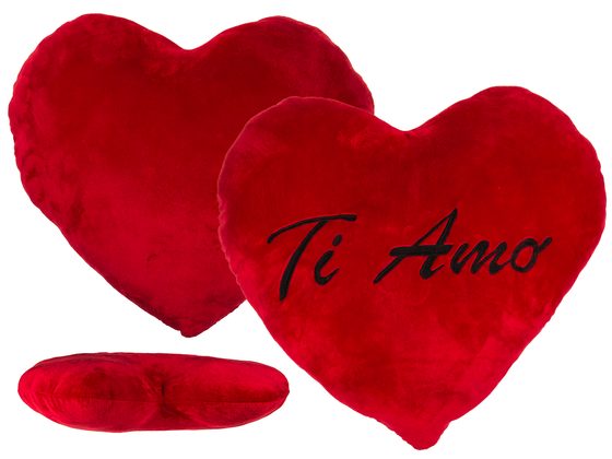 XXL-Červené plyšové srdce s italským nápisem miluji tě