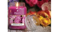 PRICE'S MAXI sviečka v skle Purpurová ruža - horenie 150h